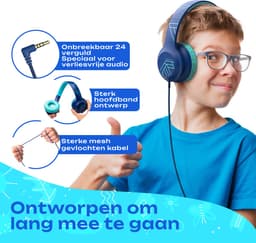 PowerLocus PLED Wired Kinder Koptelefoon met Draad - Koptelefoon voor kinderen - Veilig volume van 85dB en 94dB - Hoofdtelefoon - Met microfoon - Sharing Audio Functie - Blauw — thumbnail 4