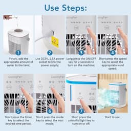Mobiele airco -Mobiele airco zonder afvoerslang - Mobiele airco voor slaapkamer - 3-in-1 - Ventilator - Voor Slaapkamer & Woonkamer - 4 Snelheden - Airconditioning - Draagbare Aircooler - LED Verlichting - Draagbare airconditioner — thumbnail 3