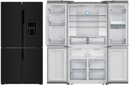 Amica AFN9561DXN - Amerikaanse Koelkast met 4 deuren - NoFrost - Waterdispenser met reservoir- 560 L - 183 cm H - Black RVS — thumbnail 1