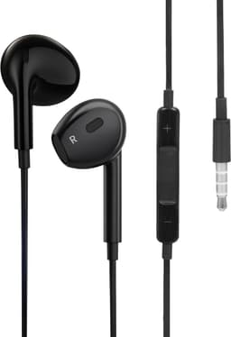 Nuvance Oortjes met Draad - 3.5mm Jack Aansluiting - In-Ear Oordopjes met Draad - Oortjes met Draad en Microfoon - Zwart — thumbnail 1