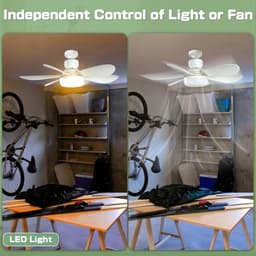 Plafondventilator 40W Ø 52 cm - met Verlichting en Afstandsbediening - Geschikt voor E27 lamphouder - 3 Dimbaar en snelheden - stille - voor Slaapkamer Keuken Woonkamer — thumbnail 2