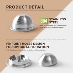 Koffietools - roestvrij staal - herbruikbaar, geschikt voor Nestlé Nespresso Vertuo, koffiecapsulefilter (met tamper, lepel, borstel) — thumbnail 4