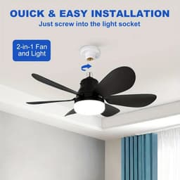 Bovista Plafondventilator - Met Verlichting - Plafond Ventilator - Met Lamp - Plafonniere Met Ventilator - Met Licht - Zwart - 50cm — thumbnail 3