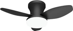 Nivard Plafondventilator - Met Verlichting - Plafond Ventilator - Met Lamp - Plafonniere Met Ventilator - Met Licht - Zwart - 65cm — thumbnail 1