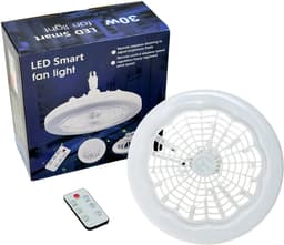 Nivard Plafondventilator - Met Verlichting - Plafond Ventilator - Met Lamp - Plafonniere Met Ventilator - Met Licht - Wit - 23cm — thumbnail 1