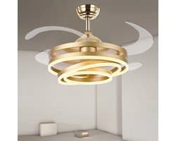 Nivard Plafondventilator - Met Verlichting - Plafond Ventilator - Met Lamp - Plafonniere Met Ventilator - Met Licht - Goud - 106cm