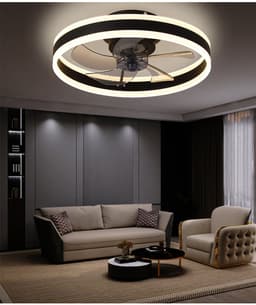 Plafond Ventilator Lamp - 51 CM - Smart Lamp - 6 Standen - 2 ledstrokes - Dimbaar - Zwart - Kroonluchter Ventilator - Chandelier Fan - Woonkamer Lamp - Ventilator Lampen - Slaapkamer lamp - Eetkamerlamp — thumbnail 5