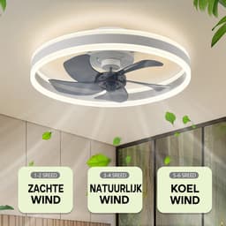 Plafond Ventilator Lamp - 51 CM - Smart Lamp - 6 Standen - 2 ledstrokes - Dimbaar - Wit - Kroonluchter Ventilator - Chandelier Fan - Woonkamer Lamp - Ventilator Lampen - Slaapkamer lamp - Eetkamerlamp — thumbnail 3