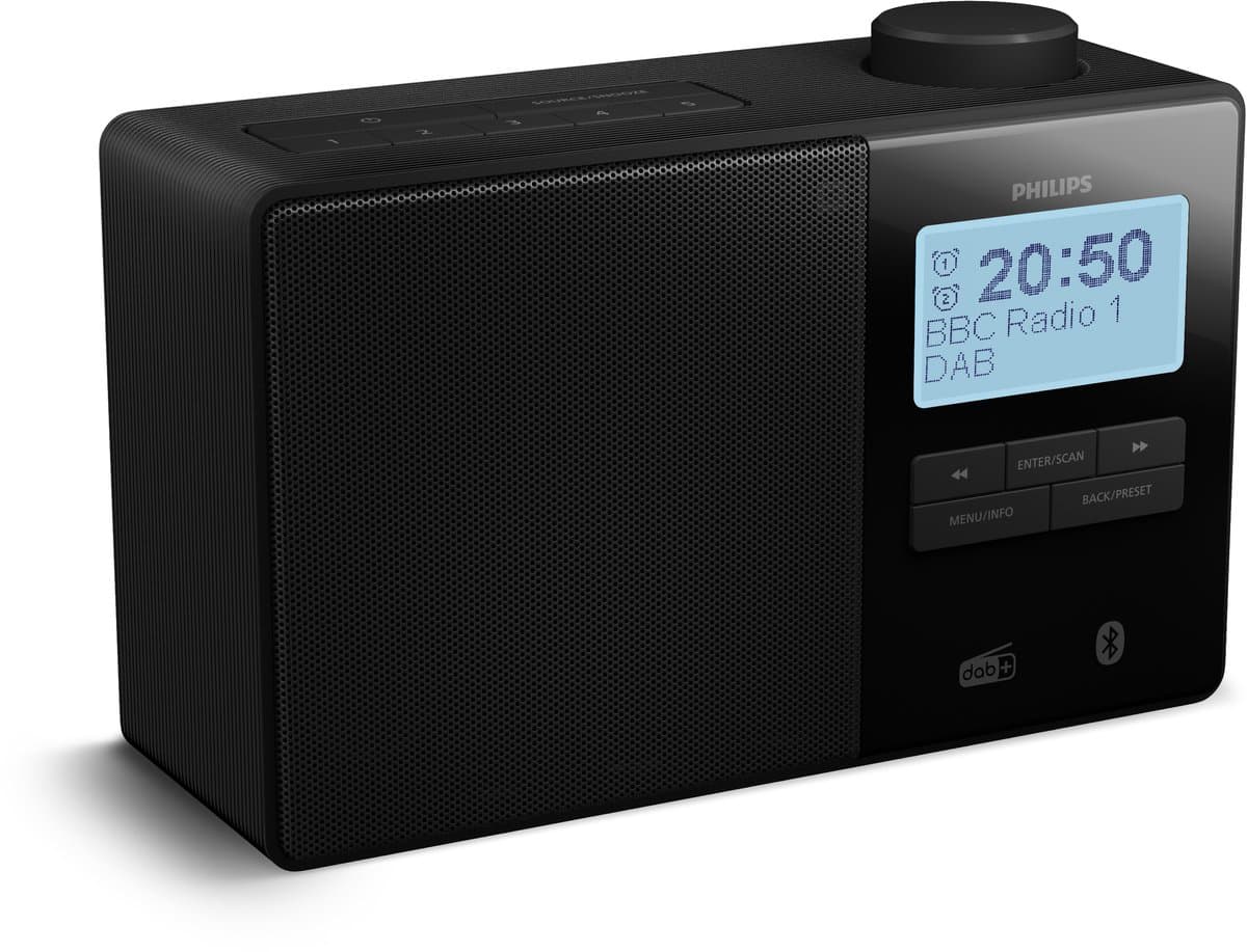 PHILIPS TAR5600/00 Radio - Digitale FM-/DAB+-tuning - IPX4-spatwaterbestendig - Groot LCD-scherm - Bluetooth 5.3 - Keukentimer - Draagbaar - Dubbele alarmen - Sleeptimer - 3.5 mm Audio uitgang voor bedrade koptelefoonDigitale FM-/DAB+-tuning — afbeelding 1