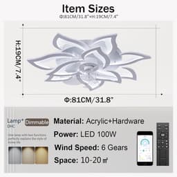 10 Sterren Ventilator Lamp - Plafondventilator - Smart Lamp - Met Dimmer - 3 Standen Ventilator - Keuken Lamp - Woonkamerlamp - Moderne lamp — thumbnail 5