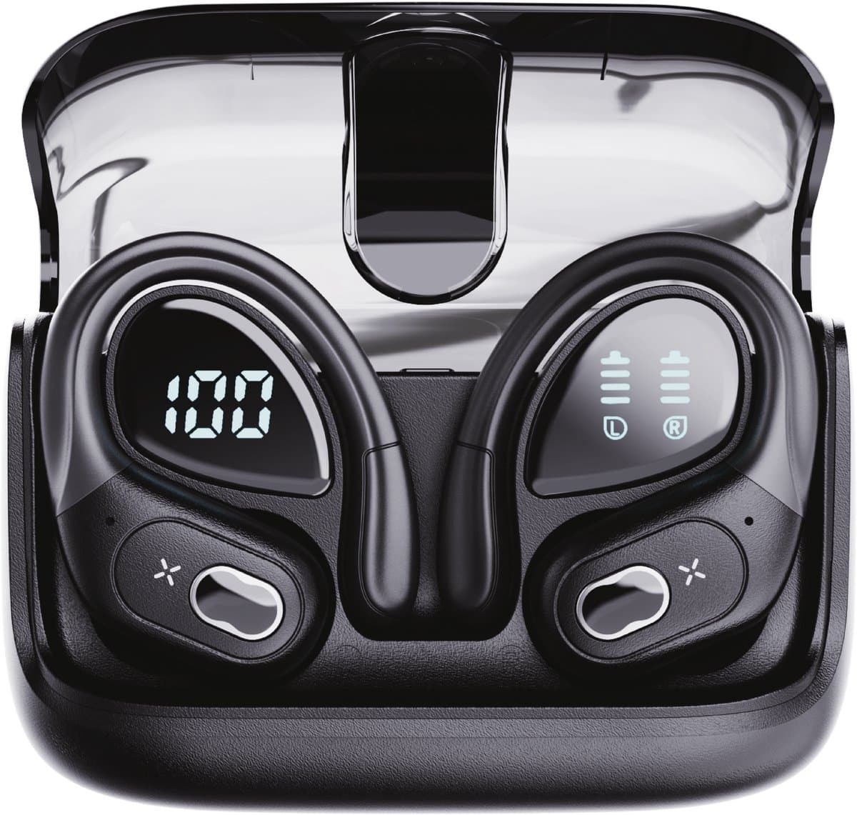 Synyq Active Draadloze Sport Oordopjes - 75 uur Speeltijd - Ruisonderdrukking - Waterbestendigheid - Bluetooth Oordopjes - Sport Oortjes - Oortjes Draadloos - Zwart — afbeelding 1