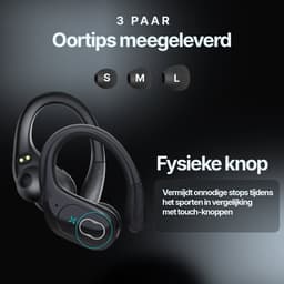 Synyq Active Draadloze Sport Oordopjes - 75 uur Speeltijd - Ruisonderdrukking - Waterbestendigheid - Bluetooth Oordopjes - Sport Oortjes - Oortjes Draadloos - Zwart — thumbnail 5