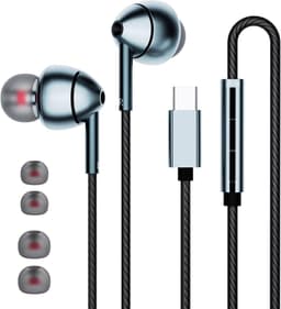 Sounix USB C-hoofdtelefoon - Bedrade oordopjes - In-ear oordopjes van type C met microfoon - Volumeregeling - Bas stereo - Ruisonderdrukking — thumbnail 1