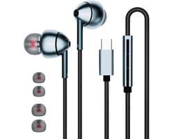 Sounix USB C-hoofdtelefoon - Bedrade oordopjes - In-ear oordopjes van type C met microfoon - Volumeregeling - Bas stereo - Ruisonderdrukking