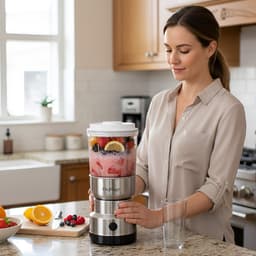 Cheffinger, Mini-Blender 300W 2-in-1 met roestvrijstalen messen en koffiemolenfunctie, Grijs — thumbnail 4