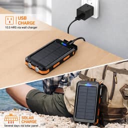 Noodradio Solar Opwindbaar en Batterij - Noodpakket - Draagbare Survival Radio - Inclusief 10.000 mAh Solar Powerbank en Noodfluit - Powerbank Zonneenergie - Bouwradio - Zaklamp - Zwart Grijs — thumbnail 5