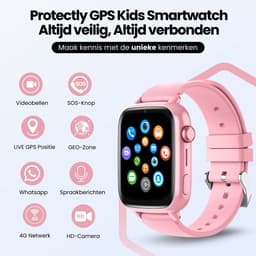 Protectly® GPS Horloge Kind Met Simkaart - 4G - SOS Knop - Smartwatch Kinderen - GPS Tracker Kind - Kinder Smartwatch - Videobellen - HD Camera - Whatsapp en SMS - Elke polsmaat — thumbnail 2