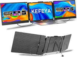 KEFEYA S2 drievoudige laptopschermverlenger, 14-inch drievoudige laptopschermverlenger, 1080P FHD draagbare monitor voor 13- tot 17,3-inch laptops, HDMI/USB-A/USB-C voor Mac, Windows, Chrome en Switch, plug-and-play — thumbnail 1