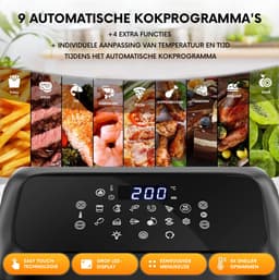 Stillstern Heteluchtfriteuse 12 l met led-touchscreen, XXL-receptenboek in het Duits, 12 programma's, voorverwarmen en warmhouden, 1800 W heteluchtfriteuse Air Fryer XXL zonder olie Drogen Minibakoven Campinggrill — thumbnail 3