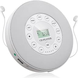 Draagbare cd-speler - met luidsprekers en schokbestendig ontwerp - Oplaadbare cd/cd-rw/mp3-speler - Ondersteunt AUX- en USB-aansluitingen - Geschikt voor thuis, in de auto en op reis - Wit ontwerp - Met afspeelgeheugen (geen Bluetooth-versie) — thumbnail 1