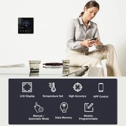Slimme Programmeerbare WiFi Thermostaat voor Waterverwarming - App Bediening & LCD Touch — thumbnail 3