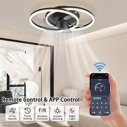 Moderne LED Plafondventilator met Verlichting 50CM - Stille Ventilator, Dimbaar Licht en Afstandsbediening/App — thumbnail 1
