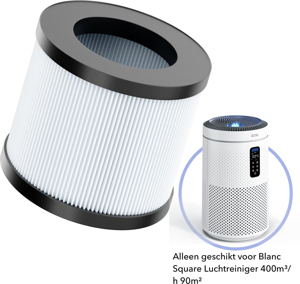 BLANC SQUARE Hepa-13 Luchtfilter voor Blanc Square Air Purifier 400m³/h 90m² - 99% effectief tegen huisstofmijt, hooikoorts, allergie, stof — afbeelding 1