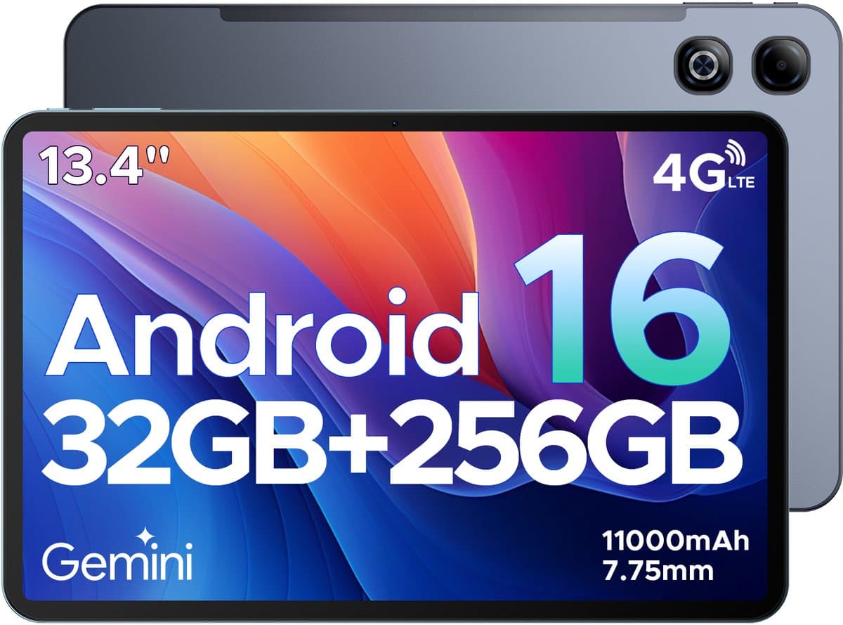 DOOGEE TAB G6 MAX - Android 16-tablet - 4G LTE - 13,4-inch FHD+ 90Hz IPS - 11000mAh/18W - 32GB ROM + 256GB RAM/2TB TF - Octa-core gamingtablet - 5G Wi-Fi - Widevine L1 - Face ID - OTG - Dubbele luidsprekers — afbeelding 1