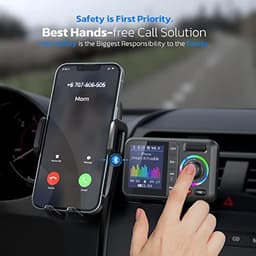 Bluetooth-adapter Geschikt voor in de auto met FM-zender, Bluetooth V5.0, groot scherm, ondersteunt handsfree bellen, Siri en Google, MP3-muziekweergave, subwoofer en TRE-uitbreiding, TF-kaart/AUX - KM28 Zwart — thumbnail 3
