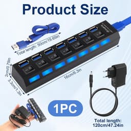 USB Hub 7 Poorten USB 3.0 & 2.0 - Dataoverdracht 5 Gbit/s - Plug & Play — thumbnail 3
