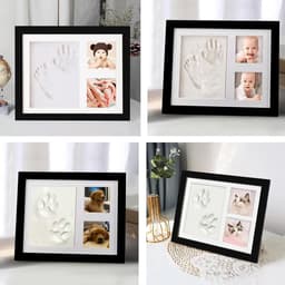 TTGoods - Pootafdrukset voor hond en kat, baby voetafdruk, houten fotolijst, 3D gipsafdruk, ideaal aandenken, cadeau voor huisdierenliefhebbers — thumbnail 3