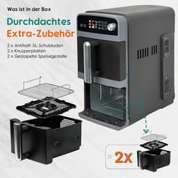 Dubbele XL Airfryer 10 Liter - 2400W Heteluchtfriteuse met 2 Kamers en Synchronisatie — thumbnail 2