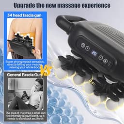 Professioneel massagepistool met 34 koppen, 2000 mAh accu, 9 massagemodi en 20 snelheden voor diepe ontspanning — thumbnail 2