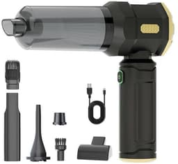 Draadloze Handstofzuiger Voor De Auto - Draagbare Oplaadbare Mini Autostoofzuiger - Zwart - 6 Opzetstukken - 12000Pa — thumbnail 1