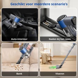 Novendo Goods - Steelstofzuiger 600W Draadloos - Draadloze stofzuiger - HEPA Filter - Zonder zak - 65 KPA Zuigkracht - Zelfstaand - LED verlichting - Licht grijs — thumbnail 3