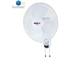 Muurventilator 40cm - 50W - Automatische Oscillatie - 3 Snelheden - Trekkoord - Wit - Hortistar
