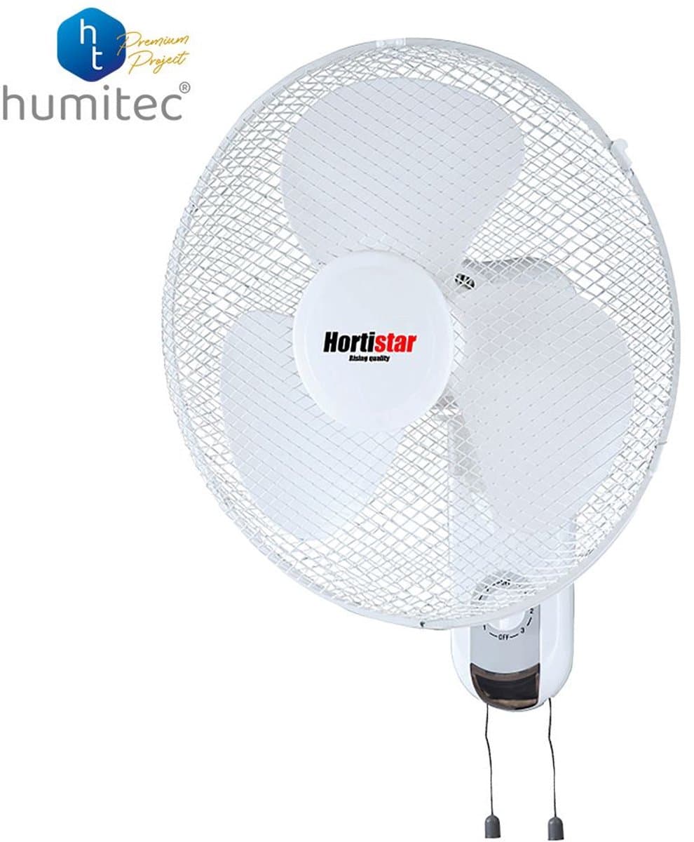 Muurventilator 40cm - 50W - Automatische Oscillatie - 3 Snelheden - Trekkoord - Wit - Hortistar — afbeelding 1