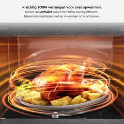 Combi Magnetron - 25L - Combimagnetron Vrijstaand - Grill en Hetelucht Functie - 10 kookprogramma's - Digitale Timer en Kinderslot - 900W - Zwart - Saaf — thumbnail 3