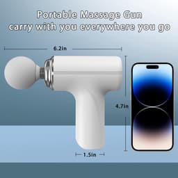 Massagegun - massage apparaat - Hand Spierrug Massager - Massage Gun Mini - Draagbare Hand Spierrug Massager - Nekontspanning Verlichtingsapparaat - 6 standen - 4 opzetstukken - Thuis Kantoor Fitness - Wit — thumbnail 4