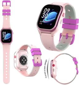GPSHorlogeKids© - smartwatch kinderen - GPS horloge kind - kleinste model 2026 - kinder smartwatch - 4G videobellen - SOS alarm – veilige zone - klasse tijd - alarm - spatwaterdicht - hartslag - incl. SIM - CURVE roze — thumbnail 4