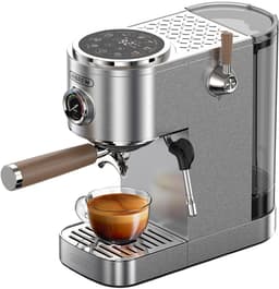 HiBREW H13 Semi-automatische Espressomachine - Dubbele Boiler Systeem met 20 Bar Druk - Multifunctionele Bereidingsmodi - Instelbare Drupbak - Zilver — thumbnail 1