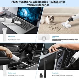 Draadloze Handstofzuiger – Krachtige Zuigkracht 6000Pa – Oplaadbare Mini Stofzuiger – Voor Auto, Huis en Meubels – Wit — thumbnail 2