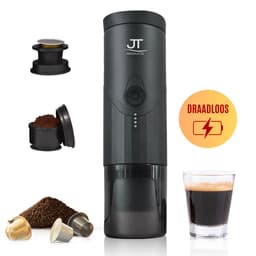 JT Products Draagbare 2 In 1 Espressomachine Zwart - Oplaadbaar - Capsules En Gemalen Koffie - Warmt Op - Koffiemaker - Nespresso - Draagbare Koffiemachine - Reis En Camping Koffiezetapparaat - Maatje - Vaderdag Cadeau Pakket - Vader Dag Top 10 — thumbnail 1