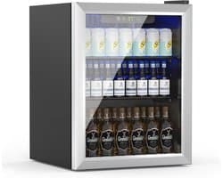 Mini Koelkast 80 Liter - Vrijstaande Drankkoeler voor Softdrinks - Glazen Deur en Verstelbare Planken