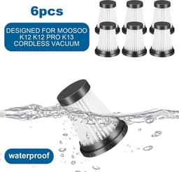 Geschikt voor 6 HEPA-filters voor MOOSOO K12, K12 Pro, K13 draadloze stofzuigers en Geschikt voor Genius Invictus One 1.0 X7, 2.0 stofzuigers. Vervangingsfilters voor huishoudelijke schoonmaak- en veegapparatuur. — thumbnail 4