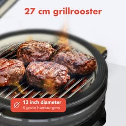 KitchenBrothers Kamado BBQ - 13 Inch Houtskool Barbecue - 27⌀ cm - PFAS-vrij - Deluxe Set - Egg BBQ met Accessoires inclusief Hoes - Vaderdag Cadeau - Grijs — thumbnail 4