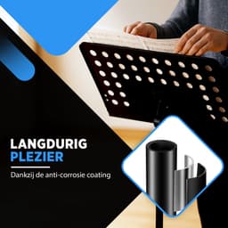 Finesse Muziekstandaard voor Bladmuziek - XL - Opvouwbaar - met Draagtas - Lessenaar - voor Tablet - Zwart — thumbnail 5