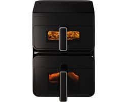 Fukstern Airfryer Pro – Dubbele Mand – 10L – 3000W – Heteluchtfriteuse met SYNC-Functie en Kijkvenster – 11 Automatische Programma’s – Zwart