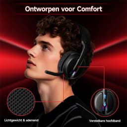 MANKIW Draadloze Gaming Headset – 3 Modi (2.4G / Bluetooth / Type-C) – Verstelbare Dubbele Microfoons – 20 ms Lage Latentie – 40 Uur Batterijduur – 3,5 mm Kabelmodus – Compatibel met PC, PS5, Xbox – Zwart — thumbnail 5