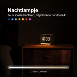 Neveda Digitale Wekkerradio met Nachtlamp licht - Wekkers Digitaal op Netstroom - Slaapkamer - Bruin houtlook — thumbnail 5